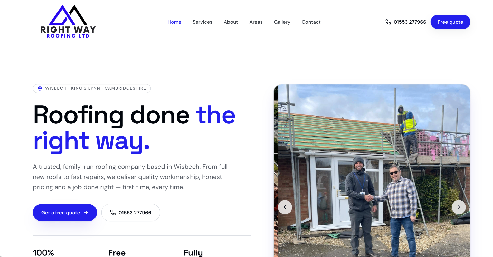 The new Right Way Roofing website